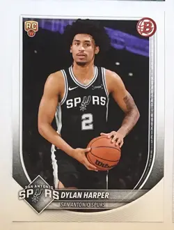 DYLAN HARPER 2025-26 RC ROOKIE BOWMAN CHROME INSERT SIGNATURE CLASS SPURS LOT - Image 5