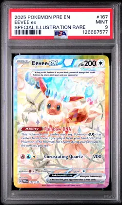2025 POKEMON PRE EN-PRISMATIC EVOLUTIONS #167 EEVEE EX PSA 9 - Image 1