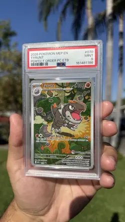 2026 Pokemon Perfect Order Pokemon Center ETB Black Star Promo Tyrunt 070 PSA 9 - Image 1