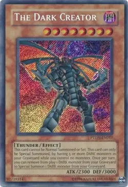 Yugioh The Dark Creator 1st Edition Secret Rare PTDN-EN017 Trading Card Damaged - Image 1