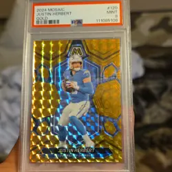 Panini 2024 Mosaic Justin Herbert Gold Mosaic Prizm /10 #120 PSA 9 - Image 1