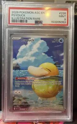 2026 POKEMON ASCENDED HEROES PSA 9 PSYDUCK ILLUSTRATION RARE 226 - Image 1