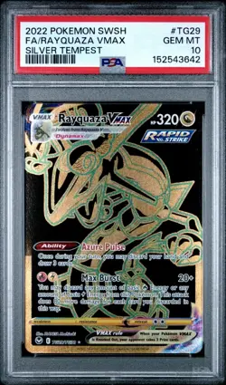 2022 POKEMON SWORD & SHIELD SILVER TEMPEST #TG29 FULL ART/RAYQUAZA VMAX PSA 10 - Image 1