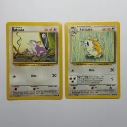 Pokemon TCG Rattata Raticate 2-Card Evolution Lot WOTC Vintage 1999 - Image 1
