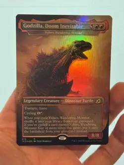 1X FOIL Godzilla, Doom Inevitable BORDERLESS MINT MTG Magic Ikoria Godzilla - Image 1