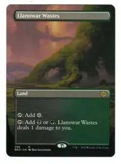 MTG Llanowar Wastes Borderless Brothers War Magic The Gathering TCG - Image 1