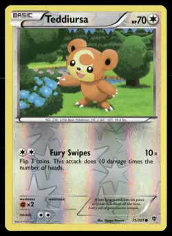 Teddiursa 75/101 Common Plasma Blast Pokemon Reverse Holo LP - Image 1