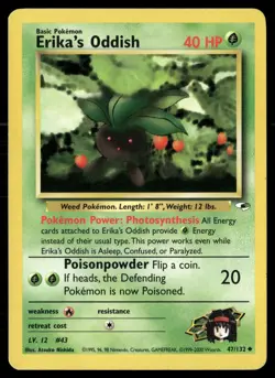 Erika's Oddish 47/132 Uncommon Gym Heroes Pokemon Unlimited HP - Image 1