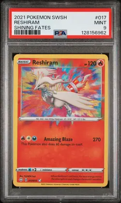 2021 POKEMON SWORD & SHIELD SHINING FATES #017 RESHIRAM PSA 9 - Image 1