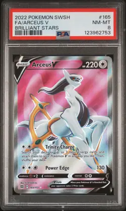 2022 POKEMON SWORD & SHIELD BRILLIANT STARS #165 FULL ART/ARCEUS V PSA 8 - Image 1