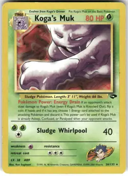 Koga's Muk 26/132 Rare Gym Challenge Pokemon Unlimited Heavily Played - Image 1