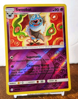 POKEMON SWOOBAT 88/236 REVERSE HOLO RARE COSMIC ECLIPSE LP TOMOKAZU KOMIYA - Image 1