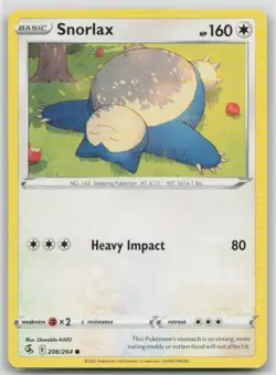 Snorlax 206/264 Common Fusion Strike Pokemon Near Mint - Image 1