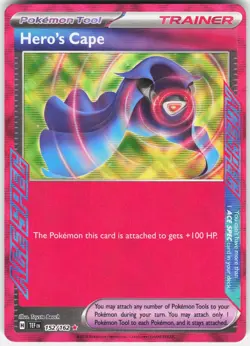 Hero's Cape 152/162 ACE SPEC Rare Temporal Forces Pokemon Holo Near Mint - Image 1