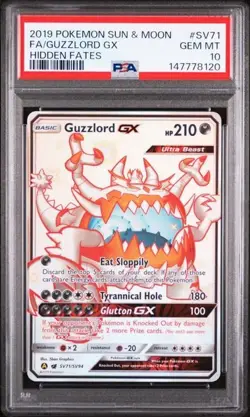 2019 POKEMON SUN & MOON HIDDEN FATES #SV71 FULL ART/GUZZLORD GX PSA 10 - Image 1