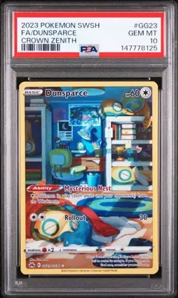Pokemon Dunsparce Sword Shield Crown Zenith Full Art GG23/GG70 PSA 10 Gem Mint - Image 1