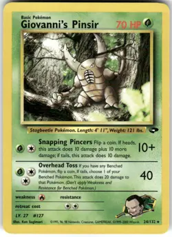 Giovanni's Pinsir 24/132 Rare Gym Challenge Pokemon Unlimited Lightly Played - Image 1