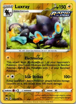 LUXRAY 043/159 CROWN ZENITH POKEMON REVERSE HOLO LP SLEEPY HOLOBOX1-209 - Image 1