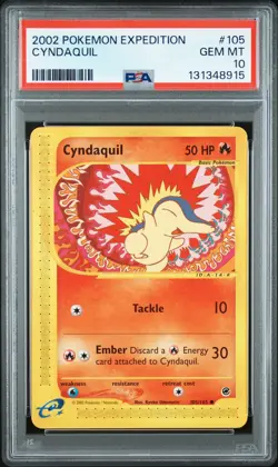 Pokemon Cyndaquil 105/165 Expedition Base Set Regular PSA 10 New Cert - Image 1