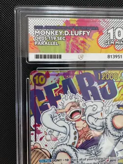 Monkey D. Luffy One Piece English Alt Art OP05-119 SEC Gear 5 ACE GEM MINT 10 - Image 3