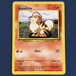 Growlithe 28/102 - Base Set - Uncommon Pokemon Card - MP - Image 1
