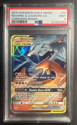 2019 Pokemon Reshiram & Charizard GX Holo PSA 9 - MINT - Unbroken Bonds 20/214 - Image 2