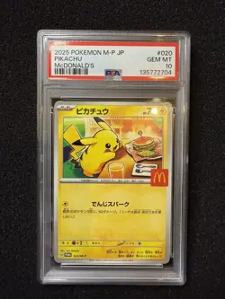 2025 POKEMON JAPANESE M-P PROMO MCDONALD'S #020 PIKACHU BURGERCHU PSA 10 - Image 1