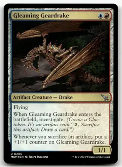 Gleaming Geardrake #205 (Foil) (NM) Murders Karlov Manor MKM Magic MTG - Image 1