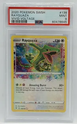 2020 Pokemon SWSH Vivid Voltage #138 - PSA MINT 9 - Amazing Rare - RAYQUAZA - Image 1