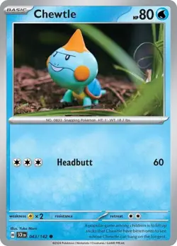 Chewtle 43/142 (Yuka Morii) Stellar Crown Pokemon Reverse Holo NM/M - Image 1