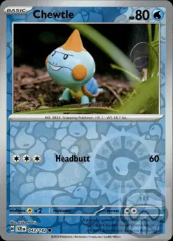 Chewtle 43/142 (Yuka Morii) Stellar Crown Pokemon Reverse Holo NM/M - Image 3