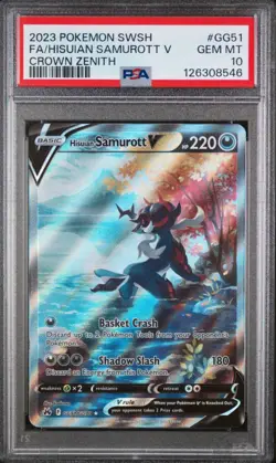 Pokemon Sword And Shield Crown Zenith Hisuian Samurott V GG51/GG70 2023 PSA 10 - Image 1