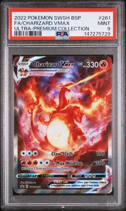 2022 POKEMON SWSH BLACK STAR PROMO #261 FULL ART/CHARIZARD VMAX PSA 9 - Image 1