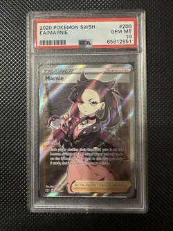 Pokemon TCG Marnie Full Art Sword & Shield Base Set 200/202 PSA 10 - Image 1