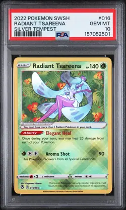 Pokemon Silver Tempest Radiant Tsareena 016 PSA 10 - Image 1