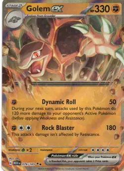 Golem ex 076/165 Double Rare 151 Pokemon Holo Near Mint - Image 1