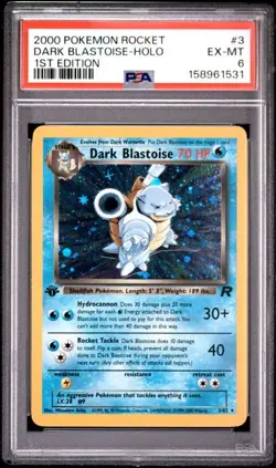 2000 Pokemon Rocket 3 Dark Blastoise Holo 1st Edition PSA 6 - Image 1