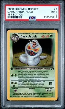 2000 POKEMON ROCKET 1ST EDITION #2 DARK ARBOK-HOLO PSA 9 - Image 1