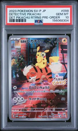 2023 POKEMON JAPANESE SV-P PROMO #098 DETECTIVE PIKACHU PSA 10 - Image 1