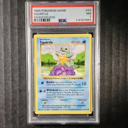 Squirtle, Shadowless Base Set, 63/102, Pokemon, WOTC 1999, (PSA 7) #4 - Image 1