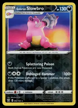 GALARIAN SLOWBRO 092/163 RARE BATTLE STYLES POKEMON REVERSE HOLO NM - Image 1
