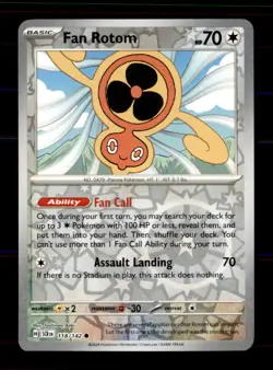 Fan Rotom 118/142 Common Stellar Crown Pokemon Reverse Holo Near Mint - Image 1