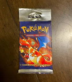 Pokemon Unlimited Base Set Long Crimp Booster Pack - Charizard Art - Image 1