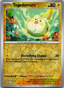 Togedemaru 54/142 Uncommon Stellar Crown Pokemon Reverse Holo Near Mint - Image 1