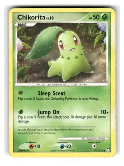 Chikorita 77/123 Common Mysterious Treasures Pokemon Moderately Played - Image 1