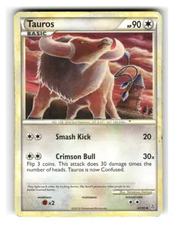 Tauros 41/95 Uncommon HGSS Unleashed Pokemon Damaged - Image 1