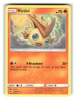 Victini 49/214 Rare Lost Thunder Pokemon Lightly Played - Image 1