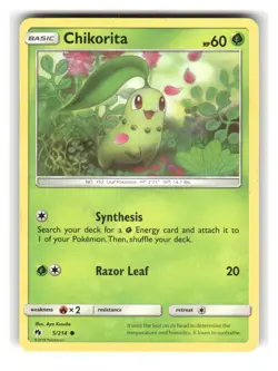 Chikorita 5/214 Common Lost Thunder Pokemon Moderately Played - Image 1