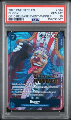 2025 ONE PIECE PROMOS ROYAL BLOOD RELEASE EVENT-WINNER #084 BUGGY PSA 10 - Image 1