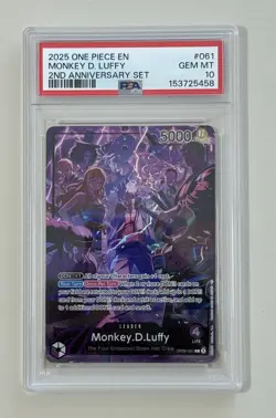 2025 Monkey.D.Luffy Leader 2nd Anniversary OP09-061 - PSA 10 ENGLISH - Image 1